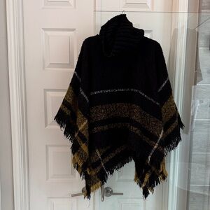 Cozy Black and Gold Poncho